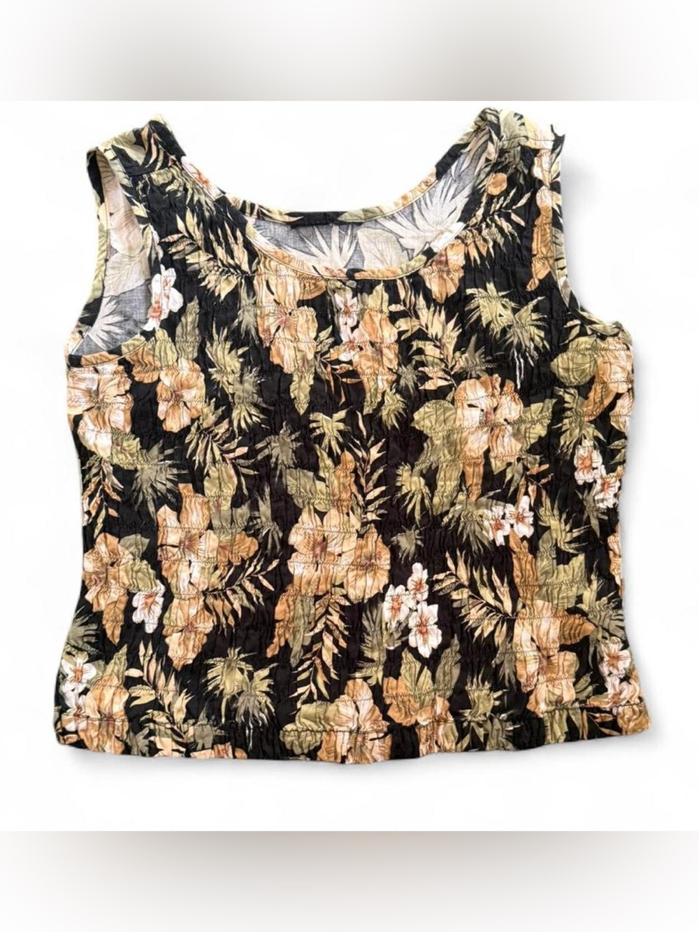 Tropical Floral Cropped Tank Top